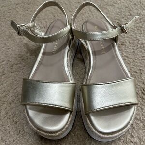 Gold Metallic Sandals with Ankle Strap